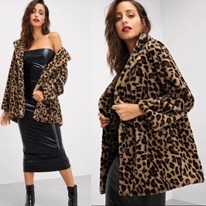 BellanBlue Leopard Print Teddy Jacket - Brown & Black